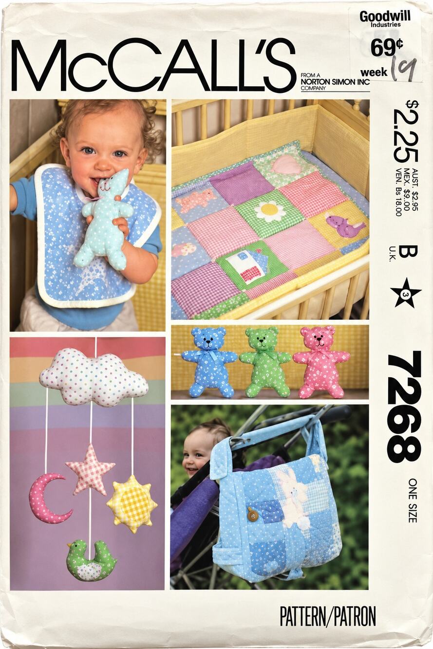 7268 McCall's Home Decorating Baby Room Essentials Mobile Sewing Pattern